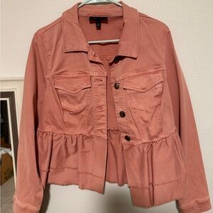 Lane Bryant Dusty Pink Peplum Jean Jacket